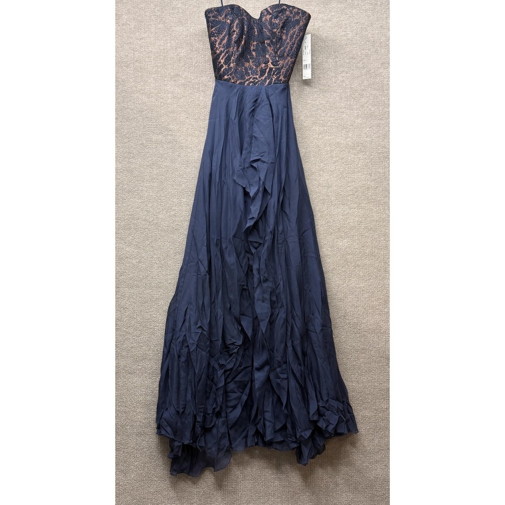 Nicole Miller‎ Dress Womens 2 Navy Strapless Silk Ball Maxi Formal Evening NWT